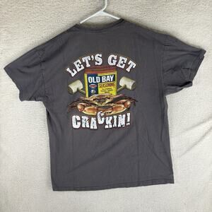 Old Bay Seasoning Shirt Mens XL Gray Double Sided Graphic Logo Tee Seafood